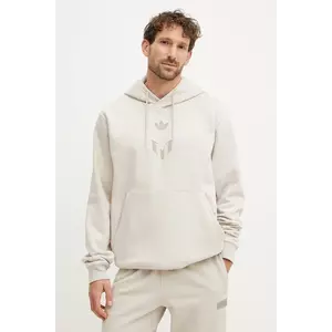adidas Originals bluza MESSI HOODIE barbati, culoarea bej, cu glugă, cu imprimeu, JC9474 imagine