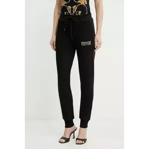 Versace Jeans Couture pantaloni de trening din bumbac femei, culoarea negru, neted, 78HAAT06 CF01T imagine