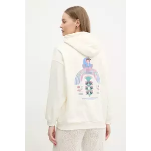 Kaotiko bluza femei, culoarea bej, cu glugă, cu imprimeu, AQ040-01-M002 imagine