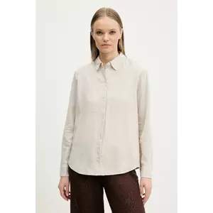 Abercrombie & Fitch camasa de in femei, culoarea bej, cu guler clasic, relaxed, KI140-5554 imagine