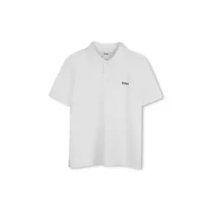 BOSS tricouri polo din bumbac pentru copii culoarea alb, cu imprimeu, J52014 imagine