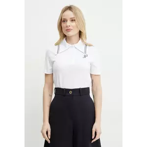 Patou polo de bumbac femei, culoarea alb, JE1429975 imagine