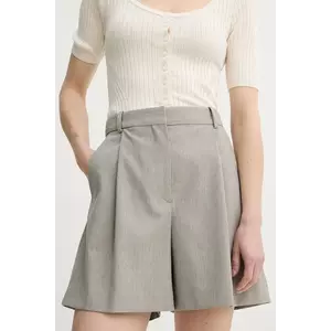 By Malene Birger pantaloni scurti POVILLE femei, culoarea bej, neted, high waist, 103011 imagine