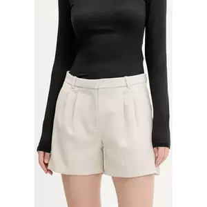 Abercrombie & Fitch pantaloni scurti femei, culoarea bej, neted, high waist, KI149-5214 imagine