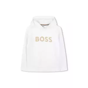 BOSS bluza copii culoarea alb, cu glugă, cu imprimeu, J52027 imagine