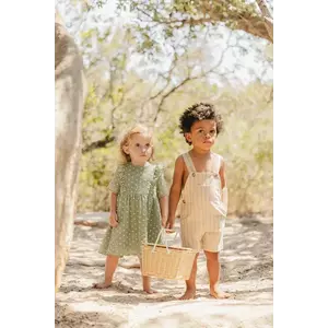 Tartine et Chocolat rochie din amestec de in pentru bebeluși culoarea verde, mini, evazată, CA30001 imagine