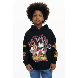 Desigual hanorac de bumbac pentru copii culoarea negru, cu glugă, cu imprimeu, 25SBSK08 imagine