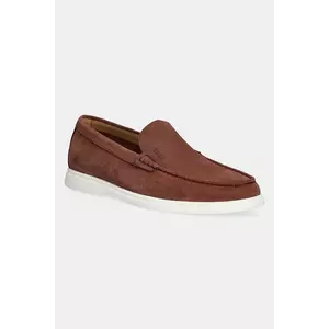 BOSS mocasini din piele intoarsa Sienne barbati, culoarea portocaliu, 50543083 imagine