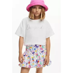 Desigual fusta din bumbac pentru copii culoarea alb, mini, evazati, 25SGFK01 imagine