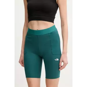 The North Face pantaloni scurti sport Refina femei, culoarea verde, neted, high waist, NF0A8EF76GI1 imagine