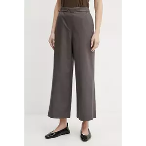 MM pantaloni de bumbac femei, culoarea maro, drept, high waist, 2516131017600 imagine