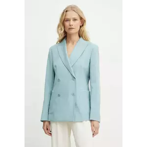 Weekend Max Mara sacou culoarea turcoaz, cu doua randuri de nasturi, neted, 2515041031600 imagine