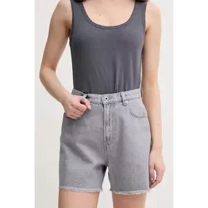 Pepe Jeans pantaloni scurti jeans A-LINE SHORT UHW RACHEL femei, culoarea gri, neted, high waist, PL801112UN7 imagine