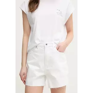 Pepe Jeans pantaloni scurti jeans A-LINE SHORT UHW RACHEL femei, culoarea alb, neted, high waist, PL801112TC0 imagine