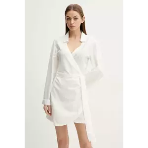 Melissa Odabash rochie din amestec de in culoarea bej, mini, evazată, Ruby imagine