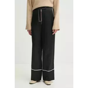 Day Birger et Mikkelsen pantaloni din amestec de in Gianna femei, culoarea negru, lat, high waist, DAY65243687 imagine