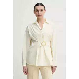 ISABELLE BLANCHE camasa din bumbac femei, culoarea bej, cu guler clasic, relaxed, IS25SS-C150-T012-MOD imagine