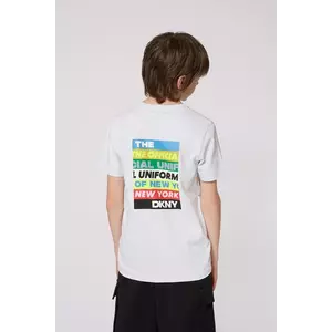 Dkny tricou de bumbac pentru copii culoarea gri, cu imprimeu, D62302 imagine