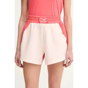 BOSS pantaloni scurti femei, culoarea roz, neted, high waist, 50541331 imagine