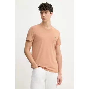 Lacoste tricou din bumbac barbati, culoarea roz, neted, TH6710 imagine