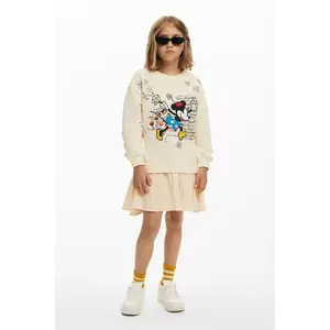 Desigual rochie din bumbac pentru copii culoarea bej, mini, dreaptă, 25SGVK22 imagine