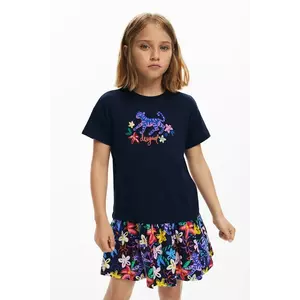Desigual rochie din bumbac pentru copii culoarea bleumarin, mini, dreaptă, 25SGVK04 imagine