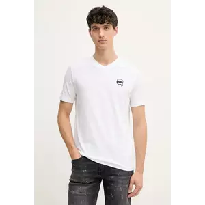 Karl Lagerfeld tricou din bumbac bărbați, culoarea alb, uni, 552224.755021 imagine
