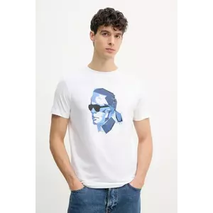 Karl Lagerfeld tricou din bumbac bărbați, culoarea alb, cu imprimeu, 552241.755065 imagine