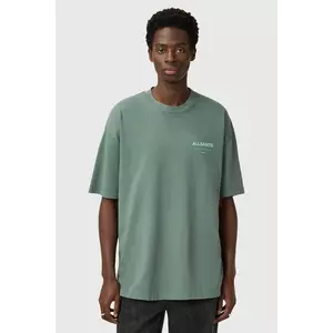 AllSaints tricou din bumbac UNDERGROUND barbati, culoarea verde, cu imprimeu, M071PB imagine