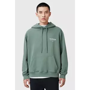 AllSaints hanorac de bumbac UNDERGROUND barbati, culoarea verde, cu glugă, cu imprimeu, M034NB imagine