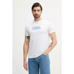 Karl Lagerfeld tricou din bumbac bărbați, culoarea alb, cu imprimeu, 552241.755064 imagine