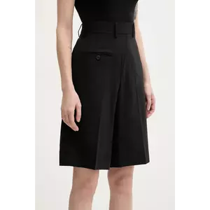 MM6 Maison Margiela pantaloni scurți din lână femei, culoarea negru, neted, high waist, S52MU0125 imagine