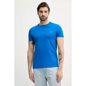 Lacoste tricou din bumbac bărbați, culoarea alb, uni, TH6709 imagine