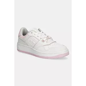 Tommy Jeans sneakers RETRO BASKET WASHED SUEDE femei, culoarea alb, EN0EN02773 imagine