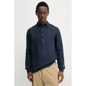 BARENA VENEZIA longsleeve din in Camicia Pavan S culoarea albastru marin, neted, CAU5071.3144 imagine