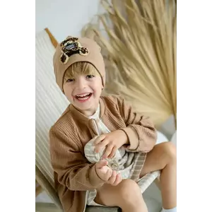 Jamiks caciula copii JORDI culoarea maro, din tesatura neteda, JWH134 imagine