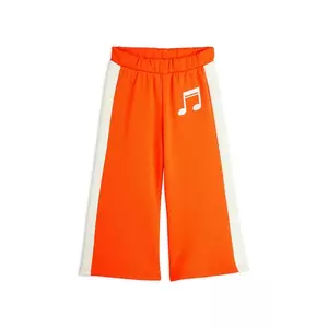 Mini Rodini pantaloni de trening din bumbac pentru copii Note culoarea portocaliu, cu imprimeu, 2523011142 imagine