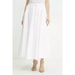 Patou fusta din bumbac culoarea alb, midi, evazati, SK0800017 imagine