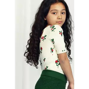 Mini Rodini tricou de bumbac pentru copii Lingonberries culoarea bej, 2522011311 imagine