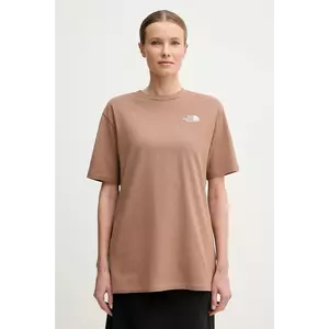 The North Face tricou din bumbac Essential femei, culoarea maro, NF0A87NQ6IH1 imagine
