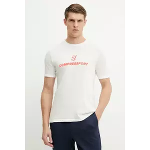 Compressport tricou Podium barbati, culoarea alb, cu imprimeu, ATSM554 imagine