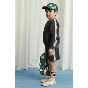 Mini Rodini pantaloni scurți din bumbac pentru copii Piano terry culoarea negru, talie reglabila, 2523014899 imagine