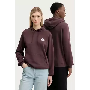 Converse bluză culoarea maro, cu glugă, uni, 10026983-A08 imagine