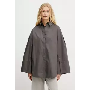 MM cămașă din bumbac femei, culoarea maro, cu guler clasic, relaxed, 2516191017600 imagine