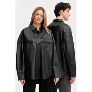 MICHAEL Michael Kors cămașă din piele culoarea negru, cu guler clasic, relaxed, UR540S0HW8 imagine