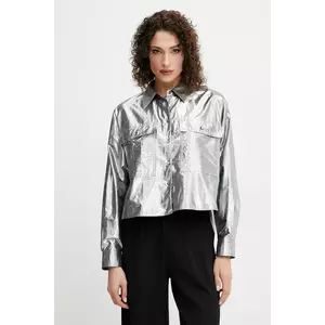 Weekend Max Mara cămașă femei, culoarea argintiu, cu guler clasic, relaxed, 2515111061600 imagine