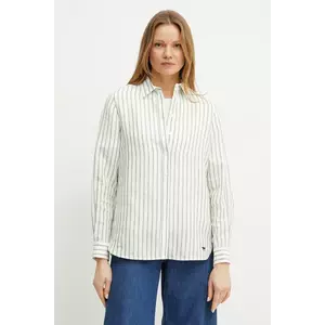 Weekend Max Mara cămașă de in femei, culoarea alb, cu guler clasic, regular, 2515111052600 imagine