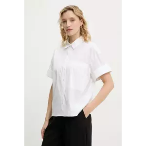 Theory cămașă femei, culoarea alb, cu guler clasic, relaxed, P0204516 imagine