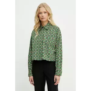 Weekend Max Mara cămașă din bumbac femei, culoarea verde, cu guler clasic, relaxed, 2515111112600 imagine