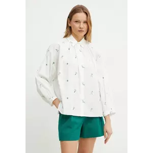 Weekend Max Mara cămașă din bumbac femei, culoarea alb, cu guler clasic, relaxed, 2515111132600 imagine